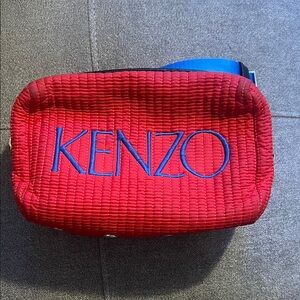 Kenzo Red Quilted Belt Bag with Blue Logo